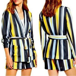 Halogen Lucinda Striped Belted Blazer Sz S